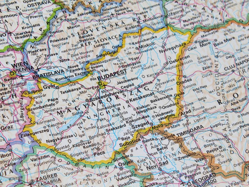 Landkarte mit Budapest